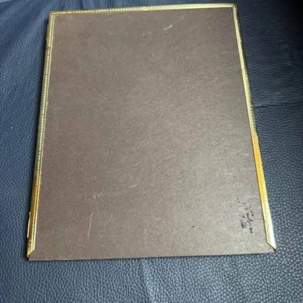 Vintage Gold Metal Double 8x10 Hinged Picture Frame, MCM Bifold Ornate Beaded